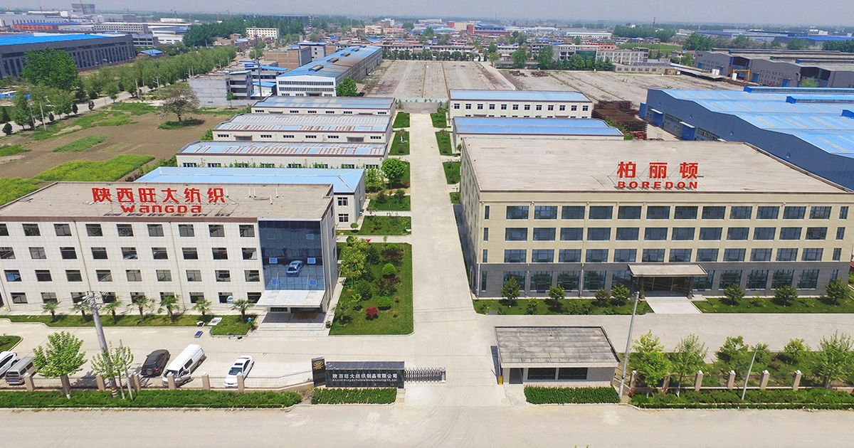 Second aerial view of the Wangda Textile and BOREDON buildings at the Xi’an manufacturing base