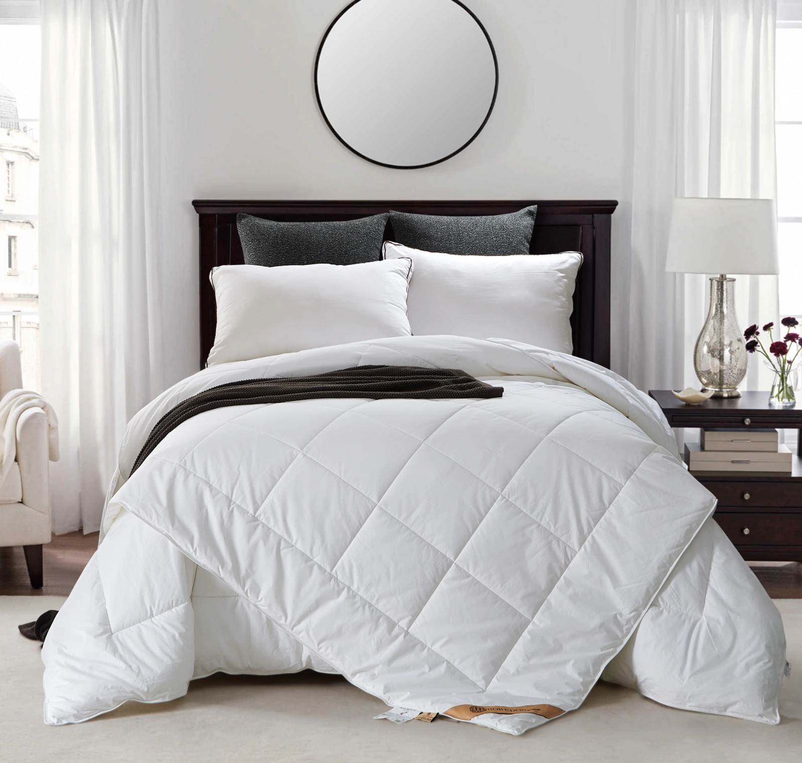 White hotel duvet insert photographed as a product sample